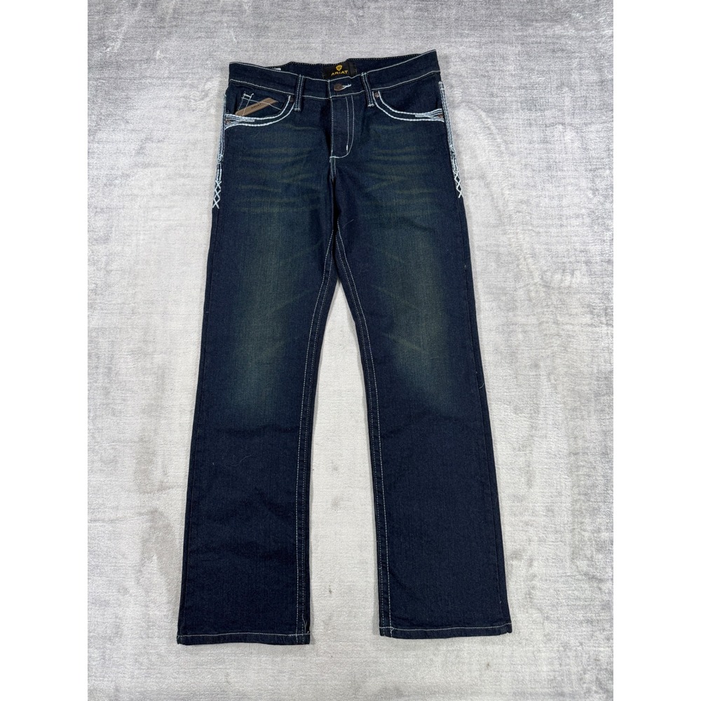 Ariat Jeans Womens 31R Dark Wash M4 Boot Cut Low Rise Contrast Stitch Western